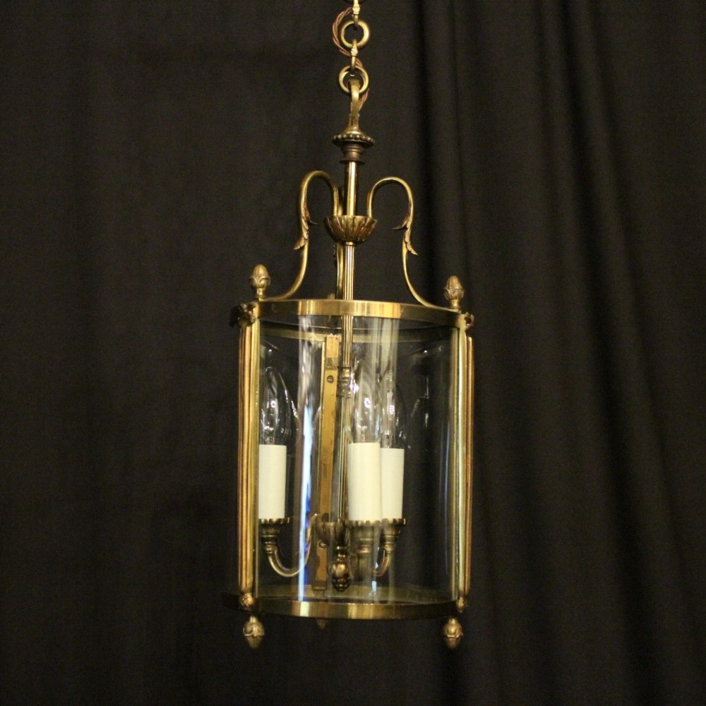 French Gilded Convex Antique Hall Lantern