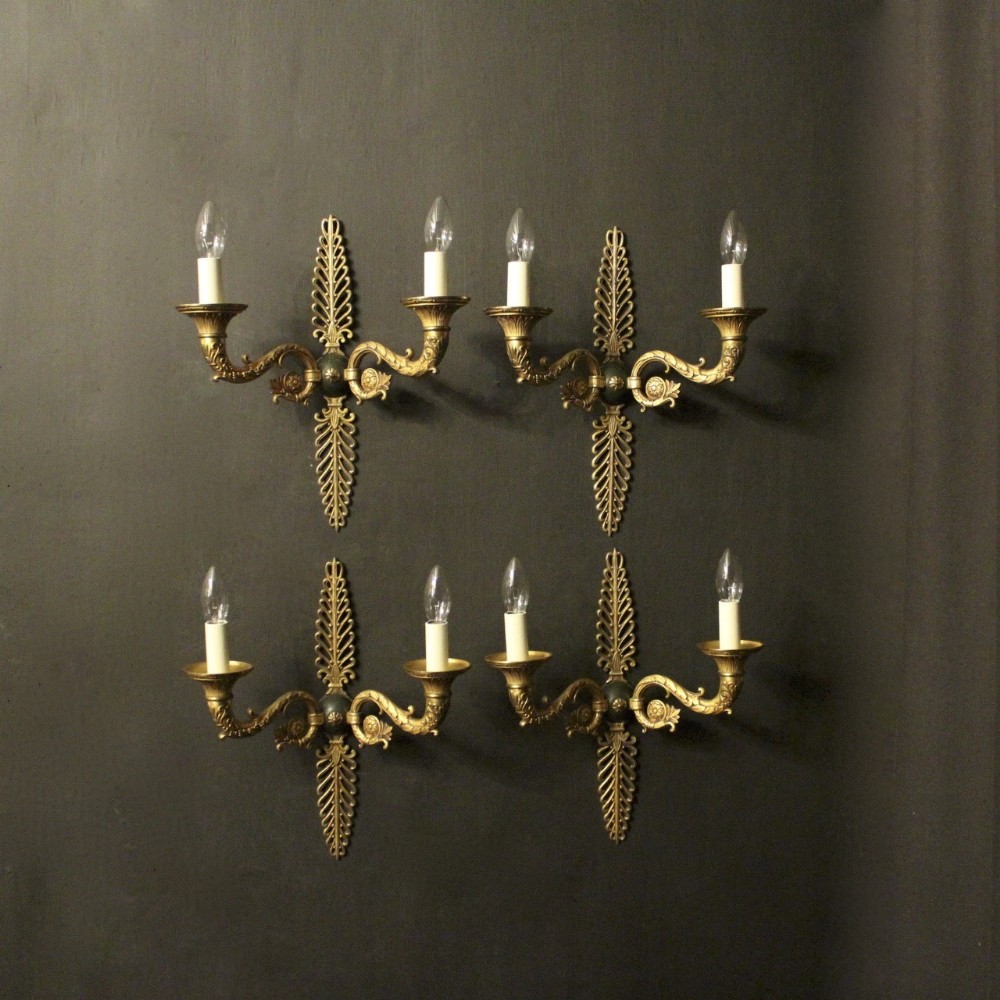 French Set Of 4 Gilded Bronze Empire Bronze Antique Wall Lights
