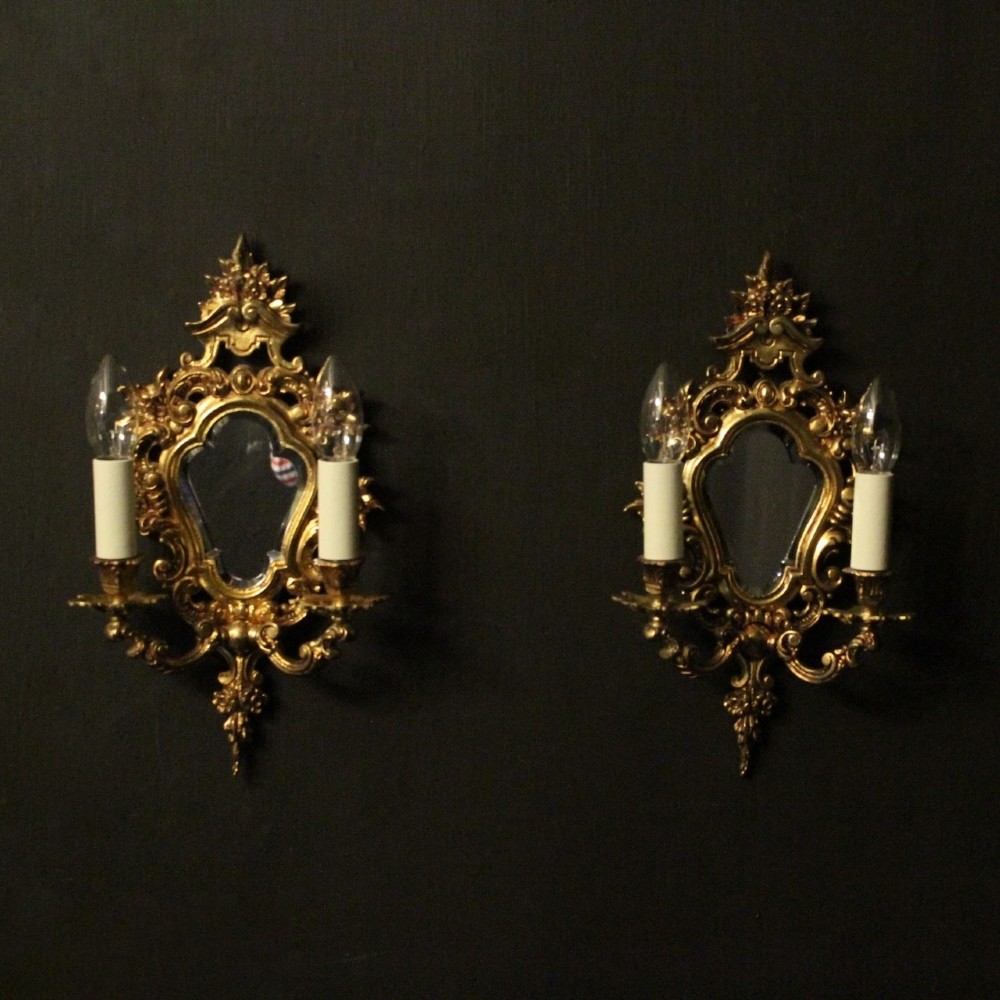 French Pair Of Gilded Antique Twin Arm Girandoles
