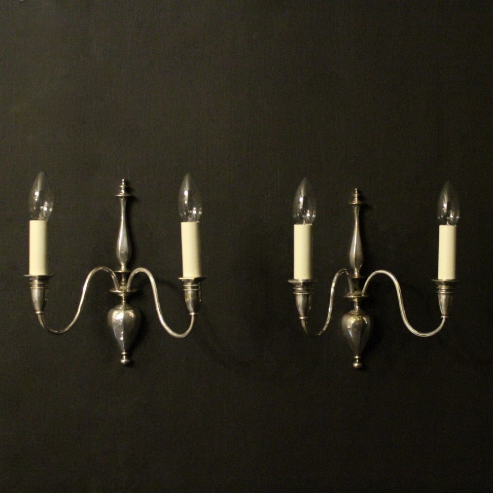 English Pair Of Silver Antique Wall Lights