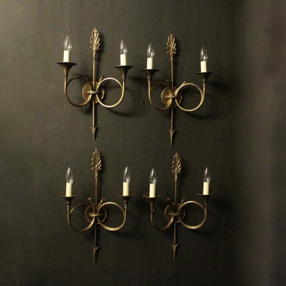 Spanish Set Of 4 Gilded Brass Wall Lights