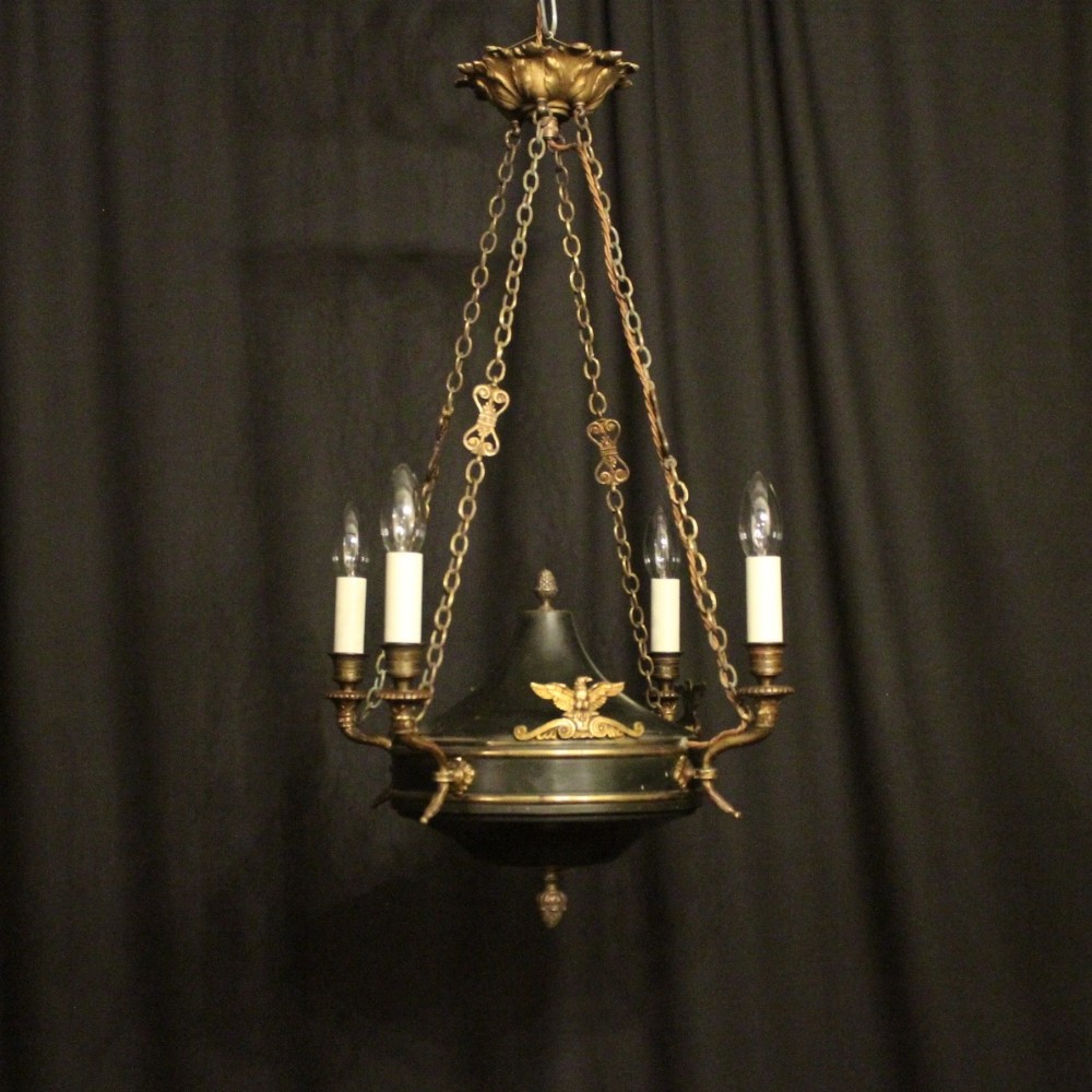 French Gilded Bronze Empire Antique Chandelier