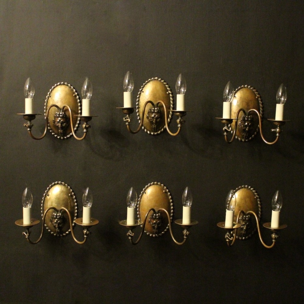 English Set Of 6 Gasolier Antique Wall Lights