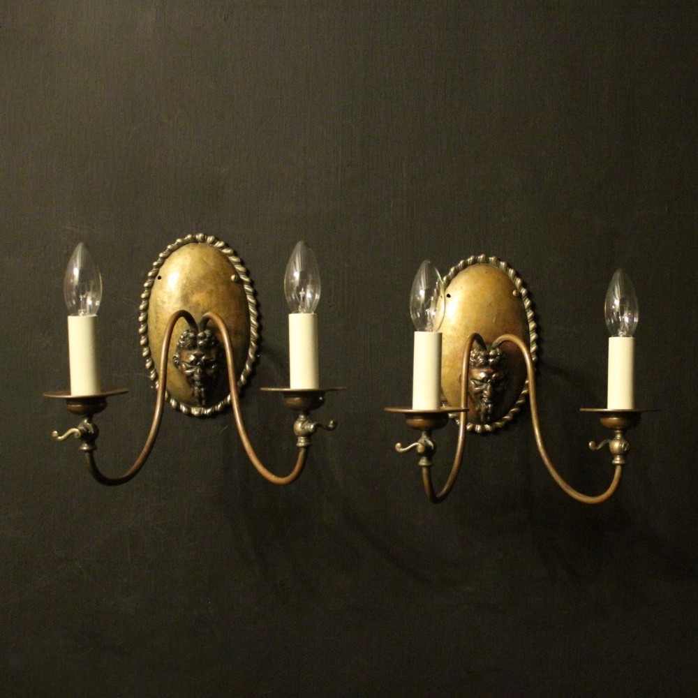 English Pair Bronze Gasolier Antique Wall Lights