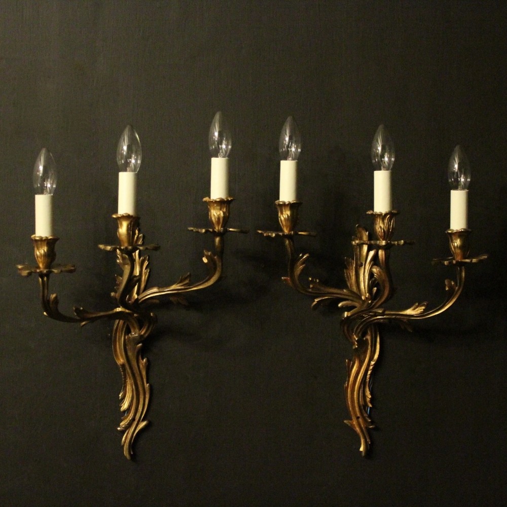 French Pair Of Gilded Antique Wall Sconces