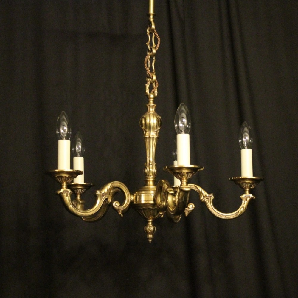 French Gilded Bronze 5 Light Chandelier