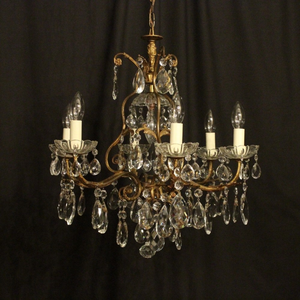 French Gilded Birdcage 7 Light Antique Chandelier