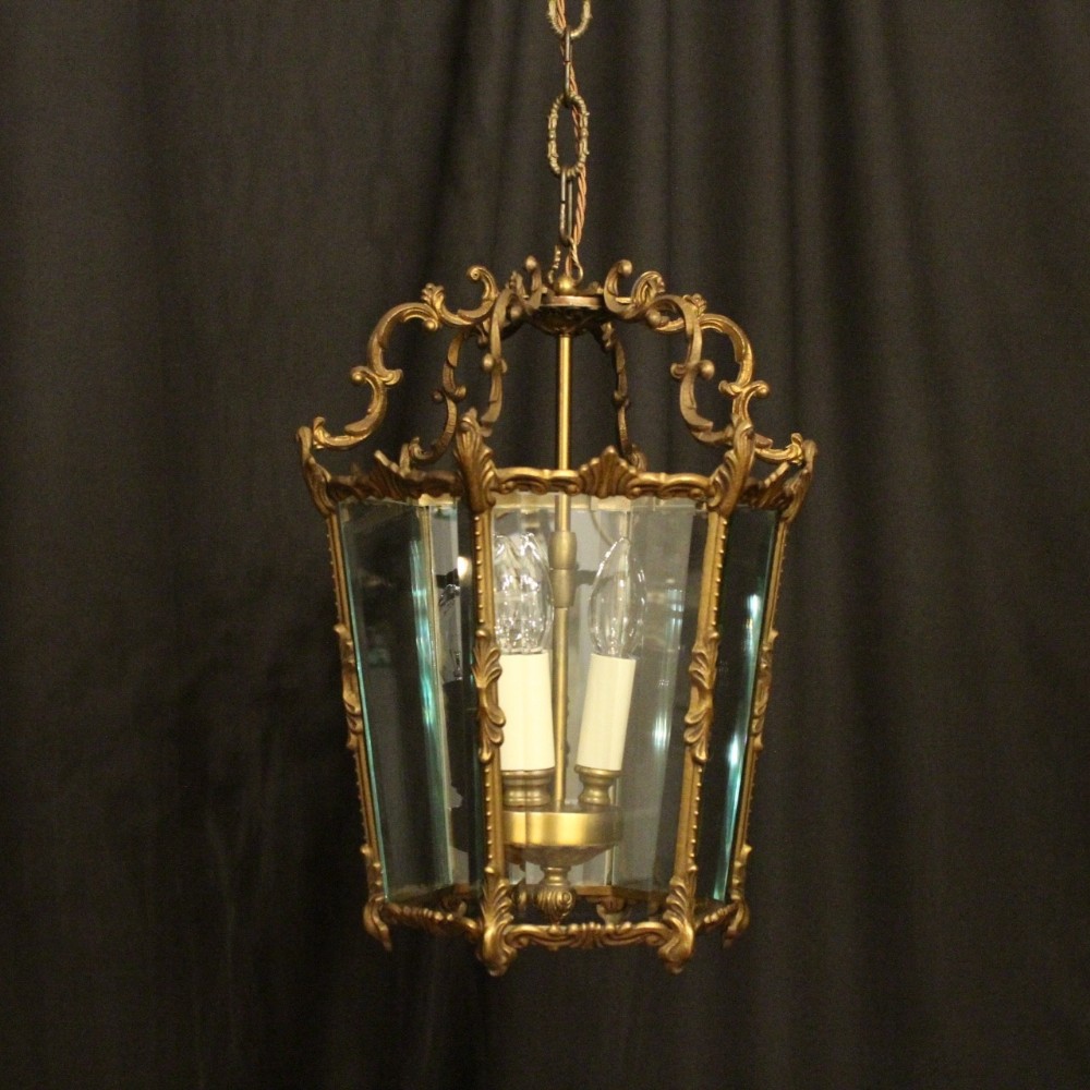 Italian Gilded Brass Triple Light Lantern