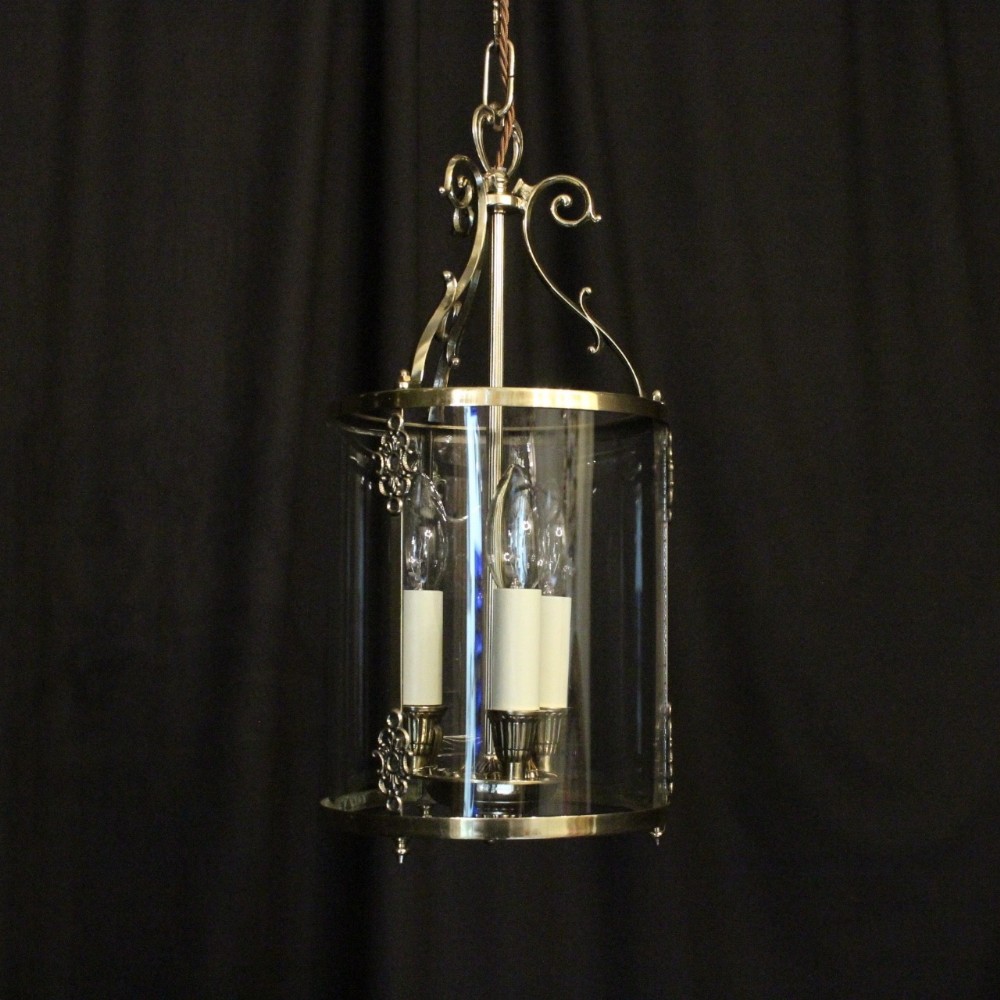 French Triple Light Convex Antique Hall Lantern
