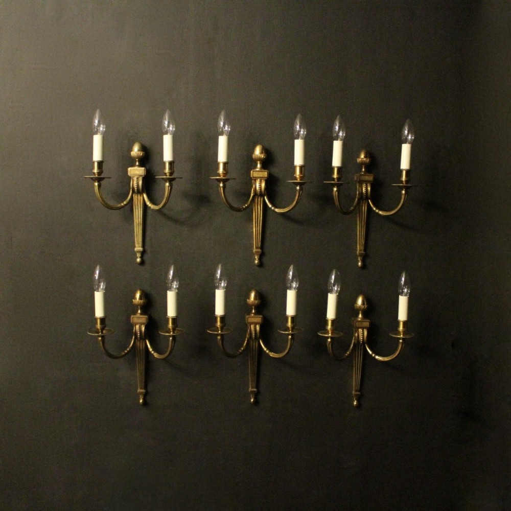 French Set Of 6 Twin Arm Antique Wall Lights