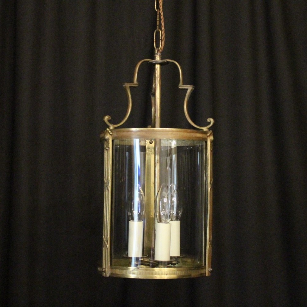French Brass Convex Antique Hall Lantern
