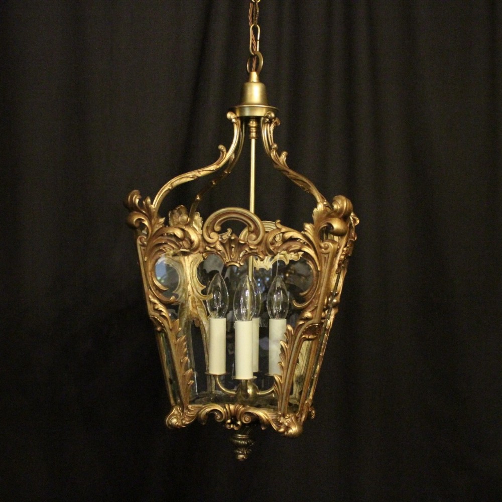 French Gilded Rococo Four Light Hall Lantern