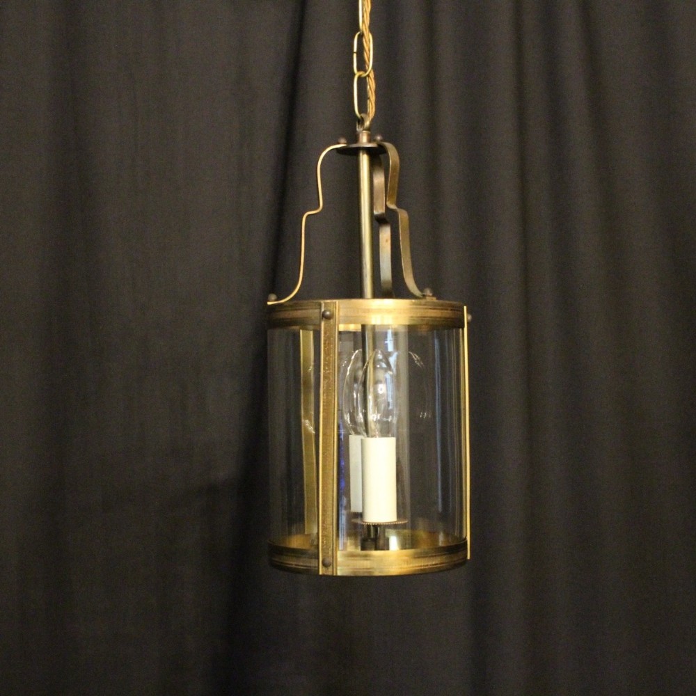 French Brass Convex Antique Hall Lantern