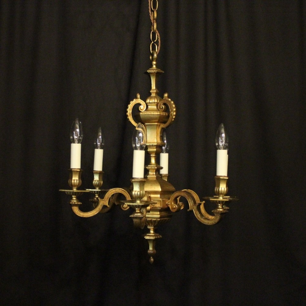English Gilded Bronze Six Light Antique Chandelier