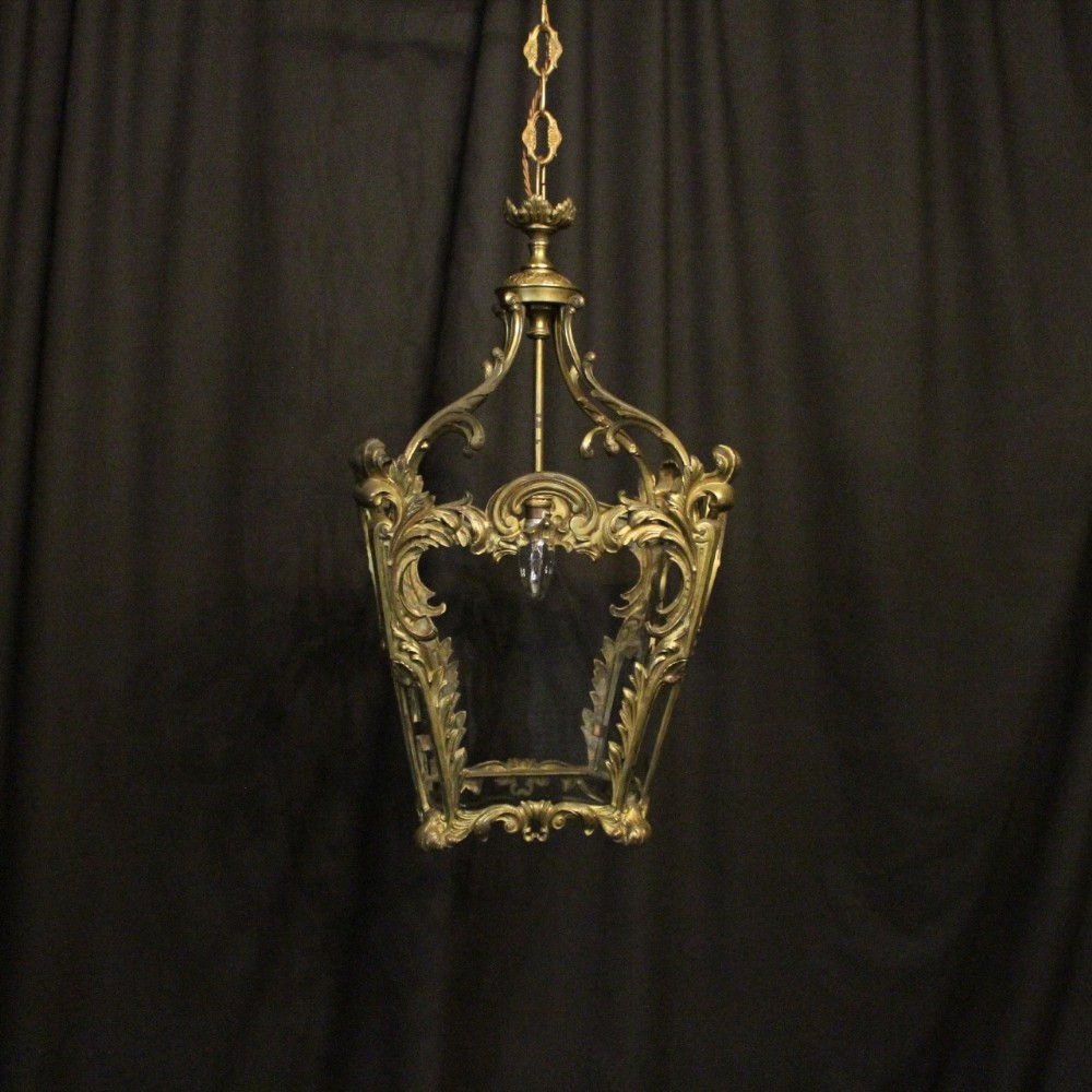 French Gilded Rococo Single Light Hall Lantern