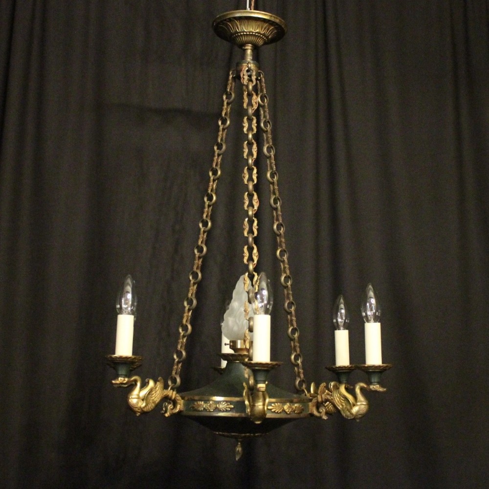 French Empire Gilded Bronze 7 Light Chandelier