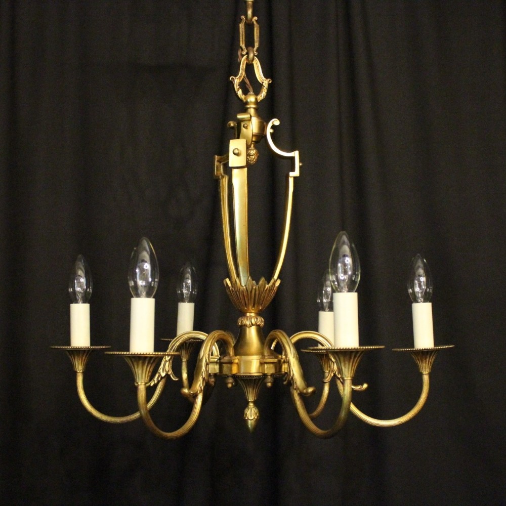 French Gilded Bronze 6 Light Chandelier