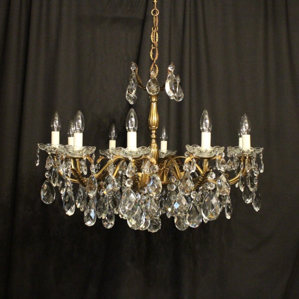 Italian Gilt & Crystal 10 Light Antique Chandelier