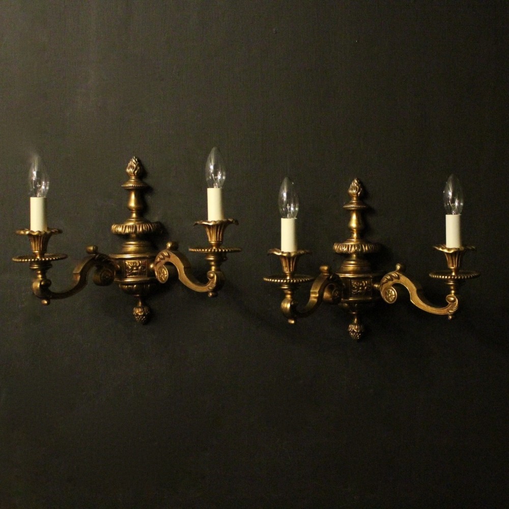 English Pair Of Bronze Antique Wall Lights