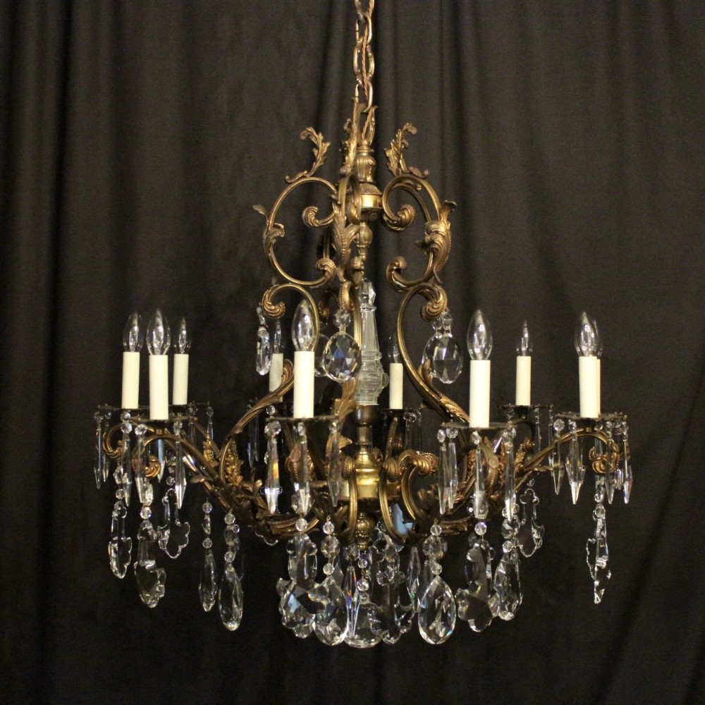 French Gilded 10 Light Antique Chandelier