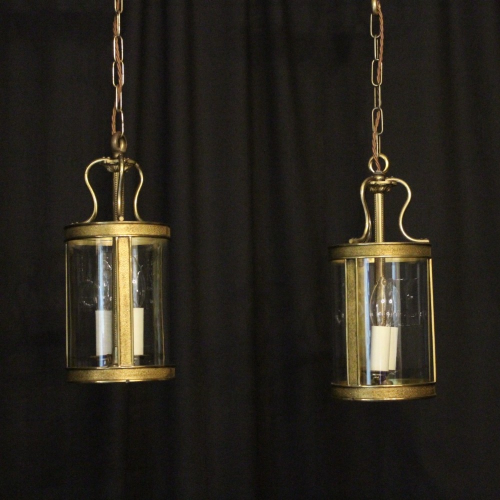 French Small Pair Of Gilded Antique Lanterns