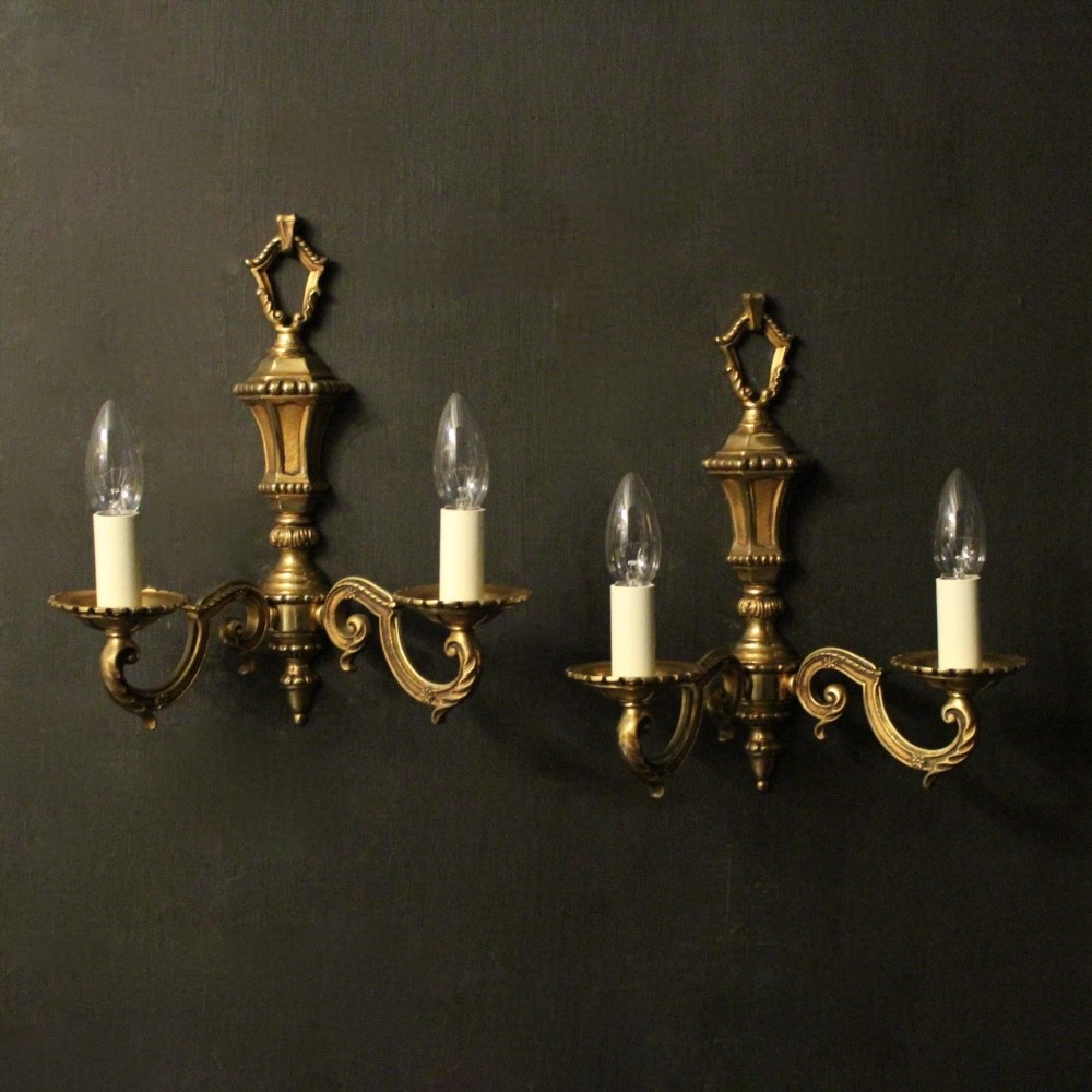 French Pair Of Gilded Bronze Antique Wall Lights