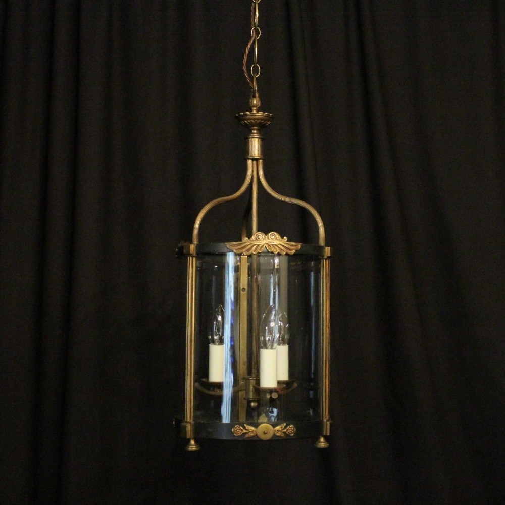French Empire Triple Light Antique Hall Lantern
