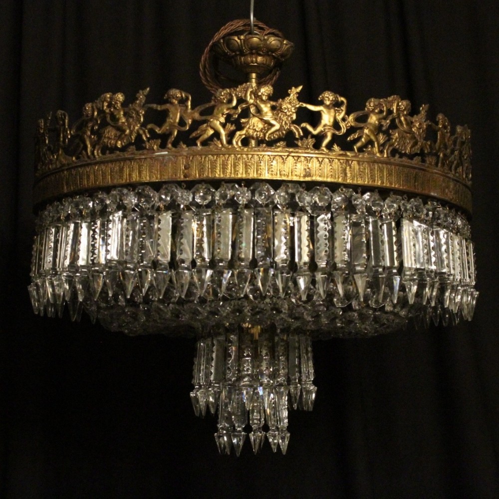 French Gilded Bronze 6 Light Antique Plaffonier