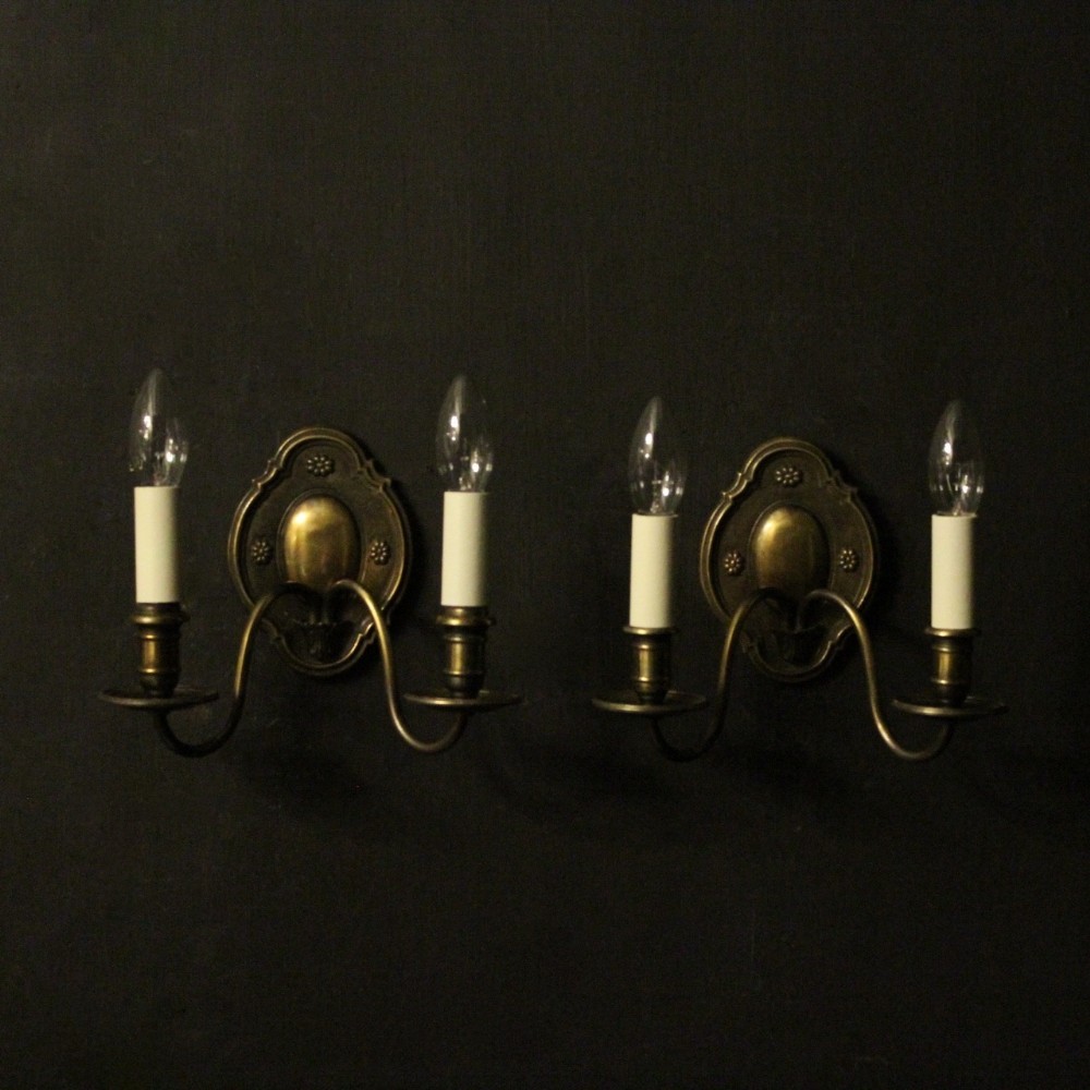 English Pair Of Brass Antique Wall Lights
