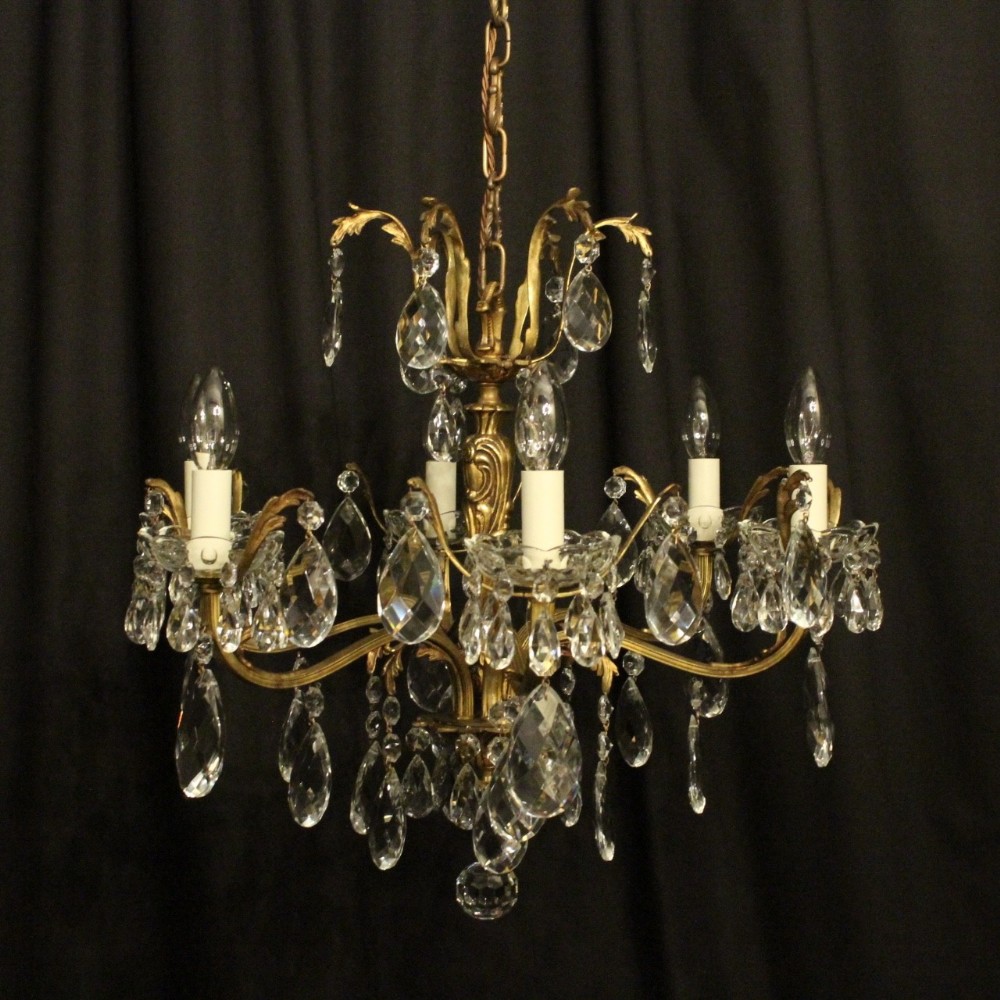 Italian Gilded Bronze 6 Light Antique Chandelier