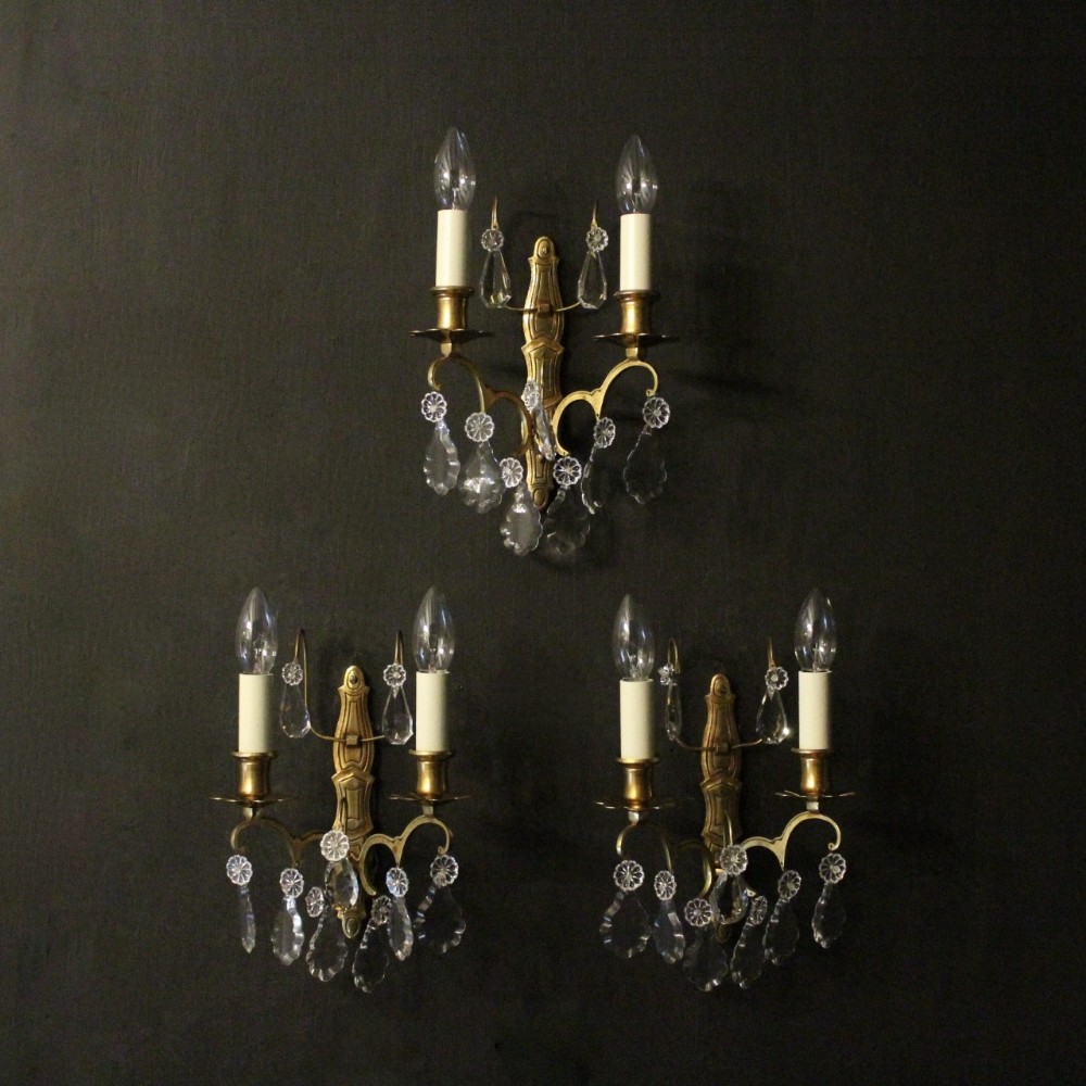 French Set Of Three Gilded Antique Wall Lights