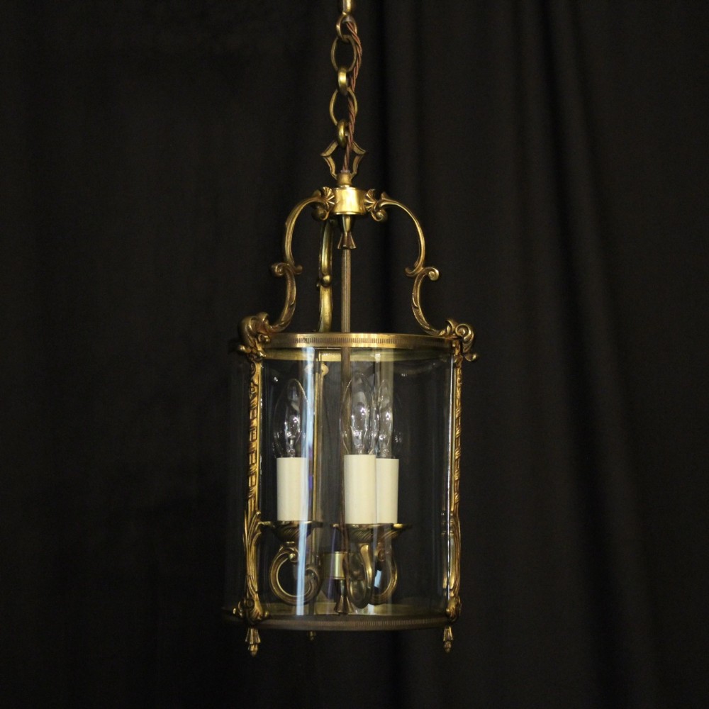 French Gilded Convex Antique Hall Lantern