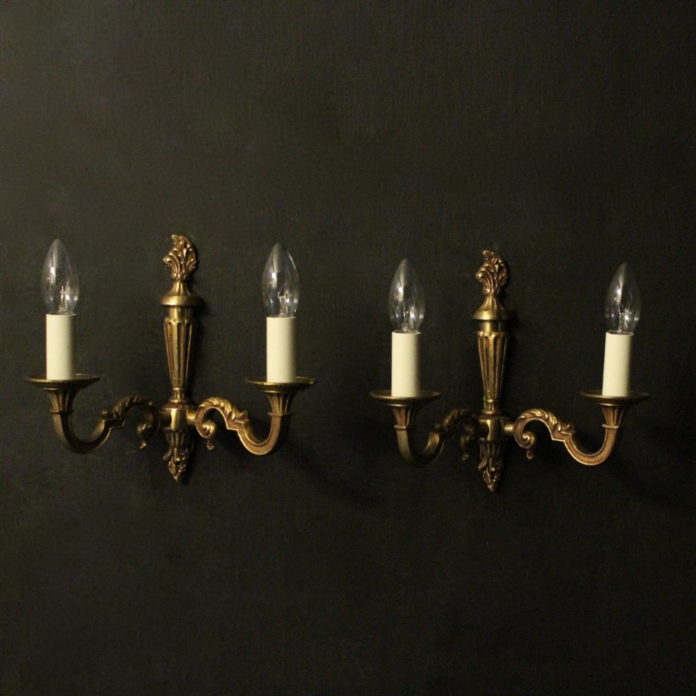 French Pair Of Gilded Twin Arm Wall Lights