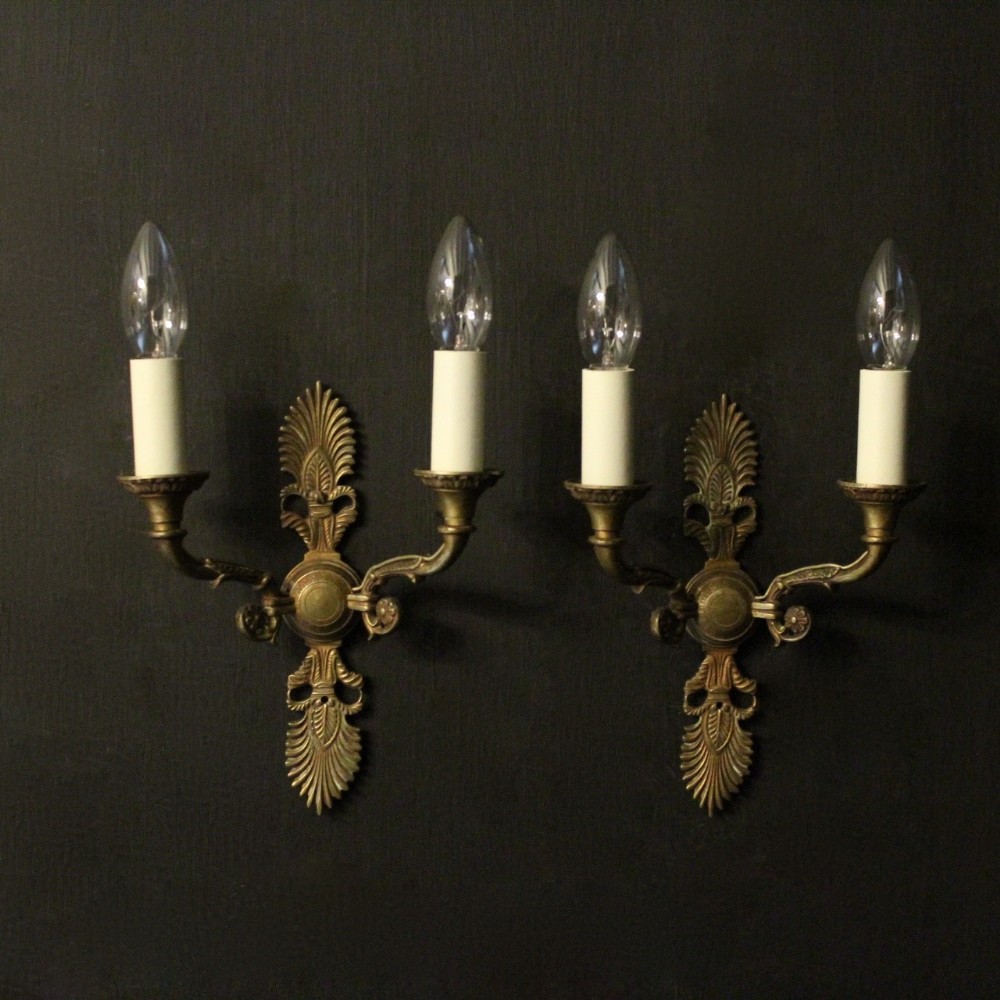 French Pair Of Empire Bronze Wall Lights