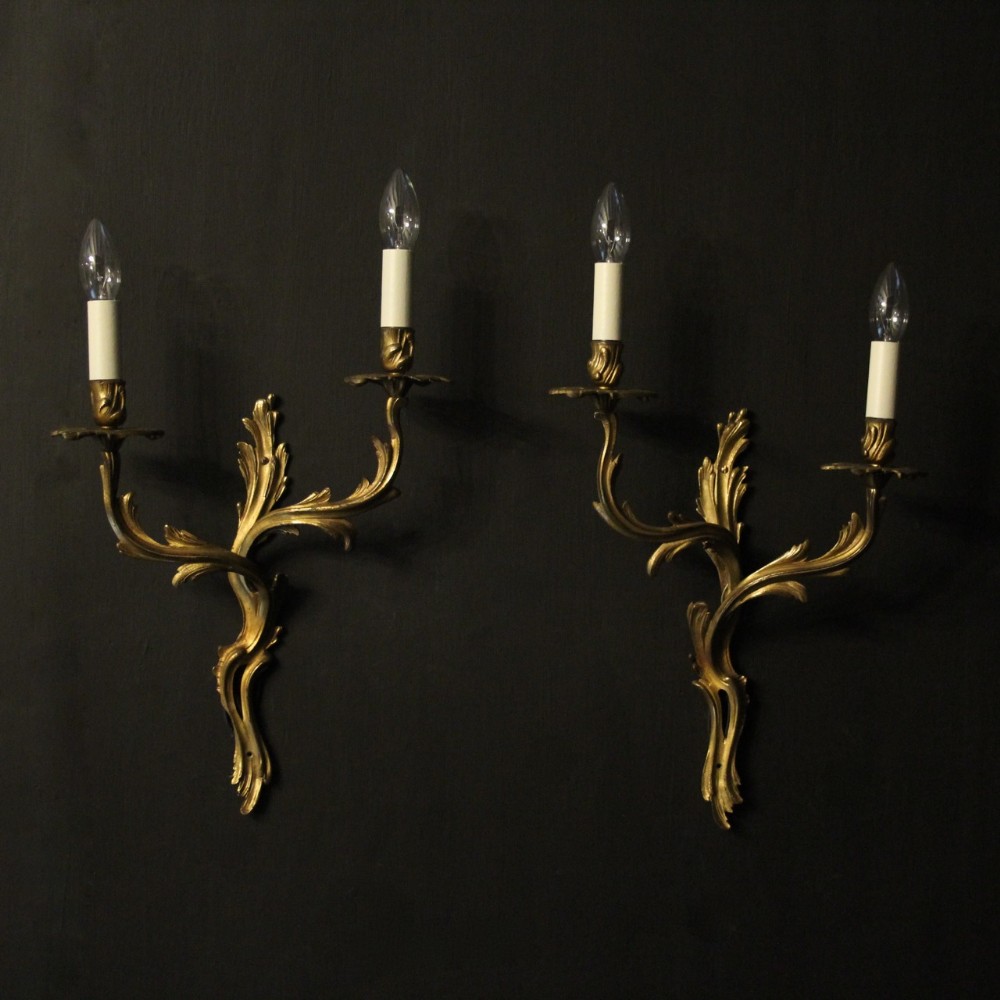 French Pair Of Gilded Antique Wall Sconces
