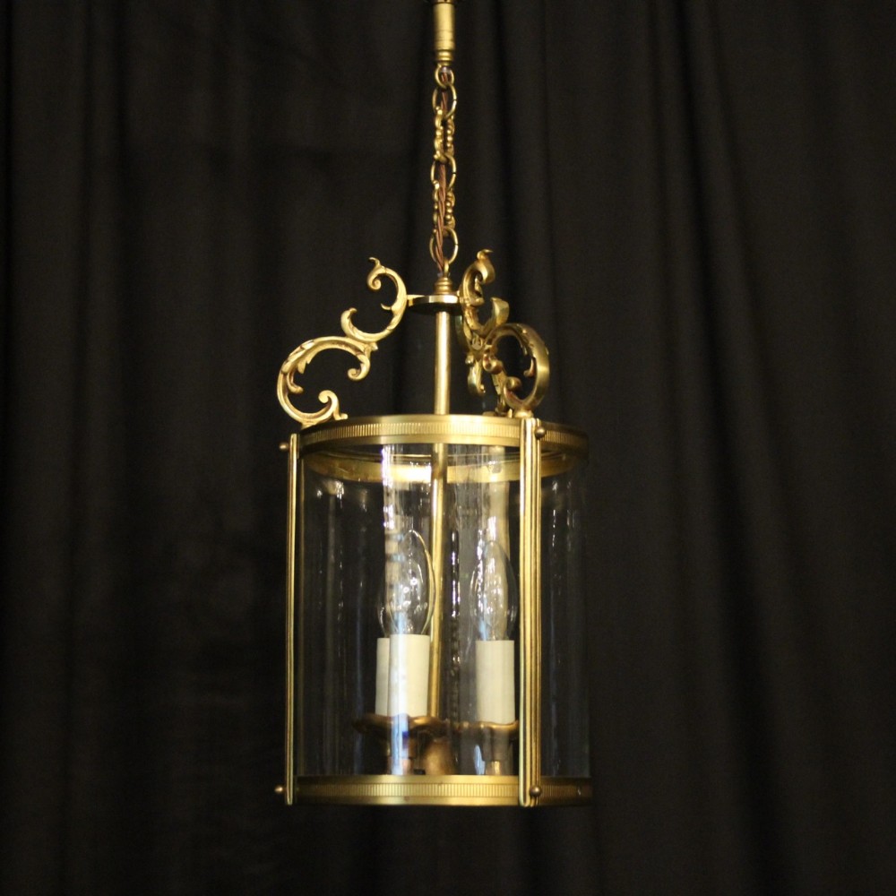 French Gilded Triple Light Antique Lantern