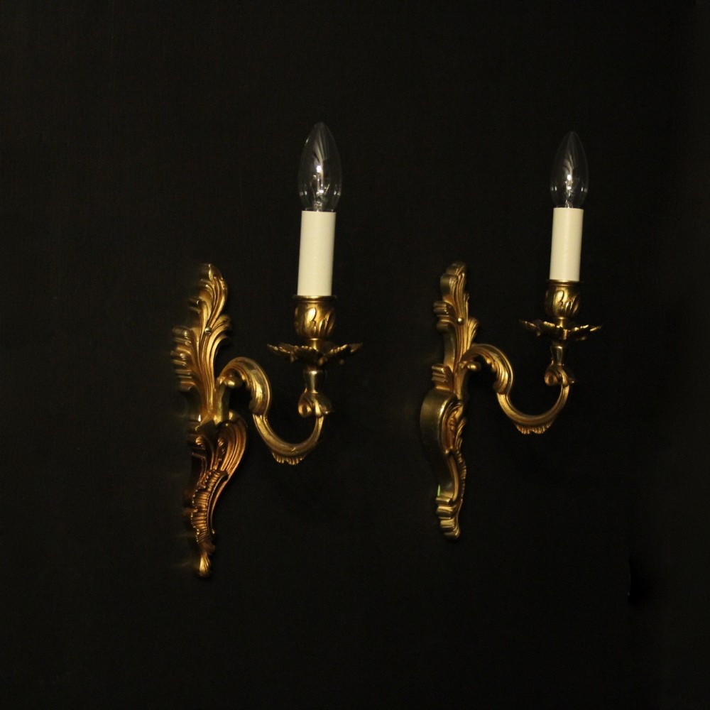 French Pair Of Bronze Single Arm Wall Lights