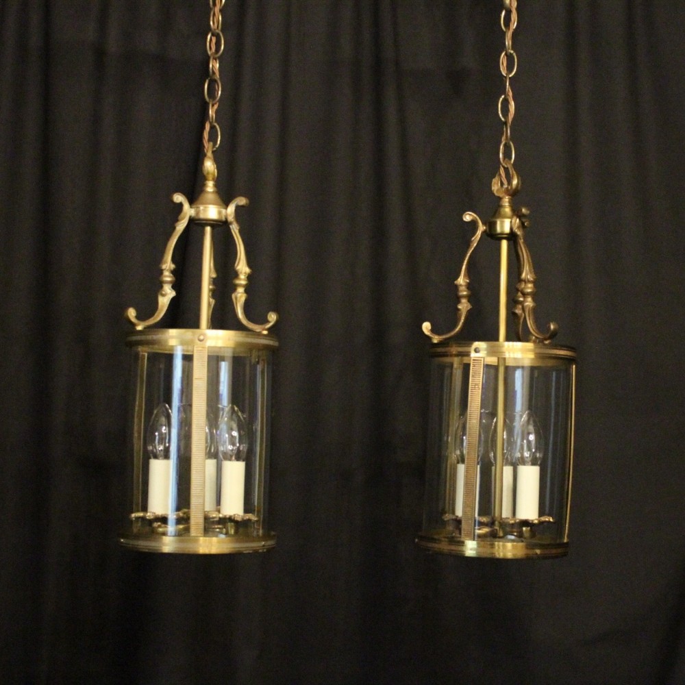 French Pair Of Gilded Antique Hall Lanterns