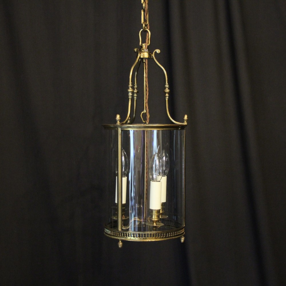 French Convex Triple Light Antique Hall Lantern