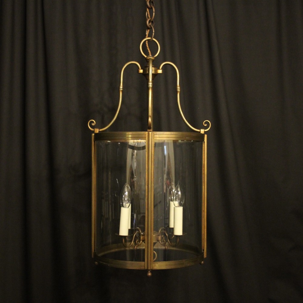 French Large Brass 4 Light Antique Lantern
