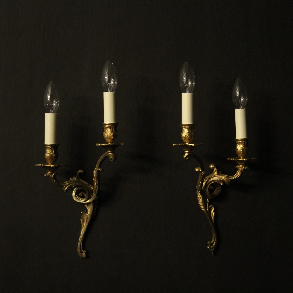French Pair Of Gilded Antique Wall Lights