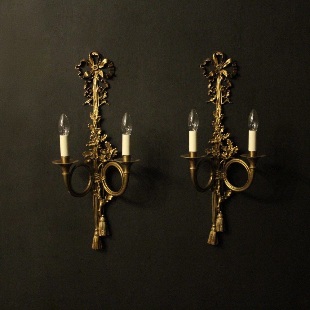 French Pair Of Gilded Antique Wall Lights