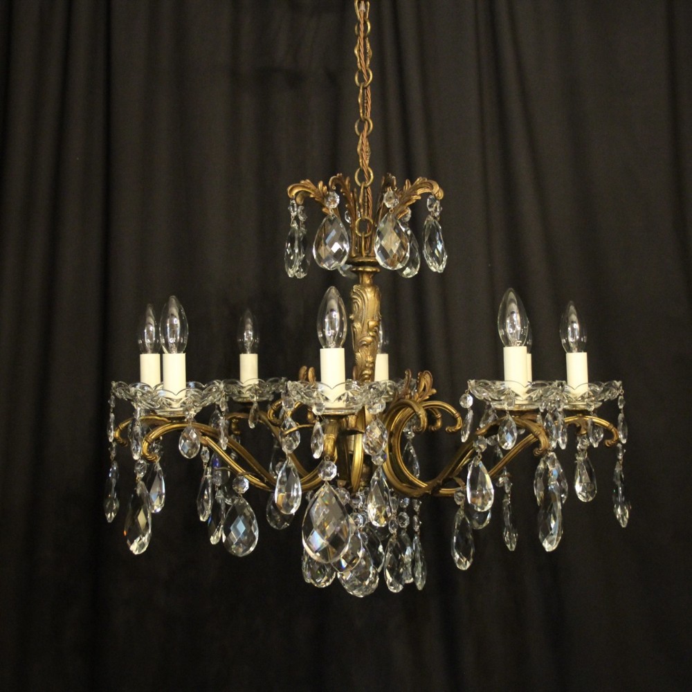 Italian Gilded 8 Light Antique Chandelier