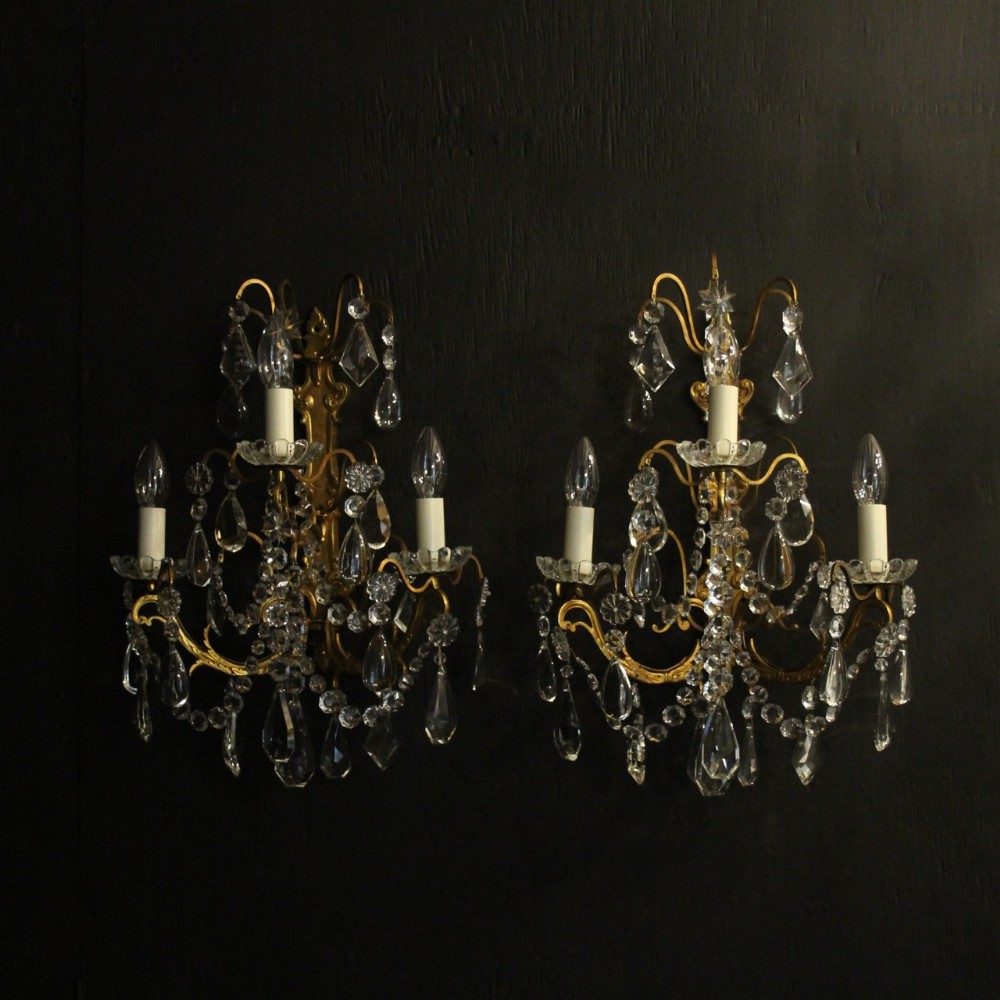 French Pair Of Gilded Bronze Antique Wall Lights