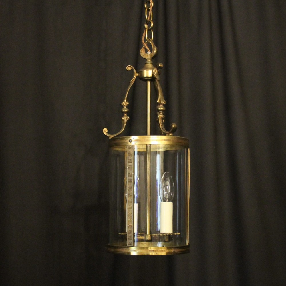 French Gilded Twin Light Convex Antique Lantern