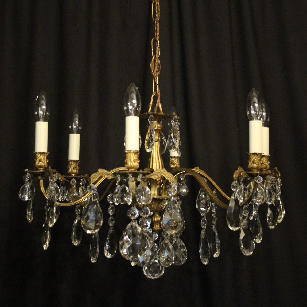 Italian Gilded 6 Light Antique Chandelier
