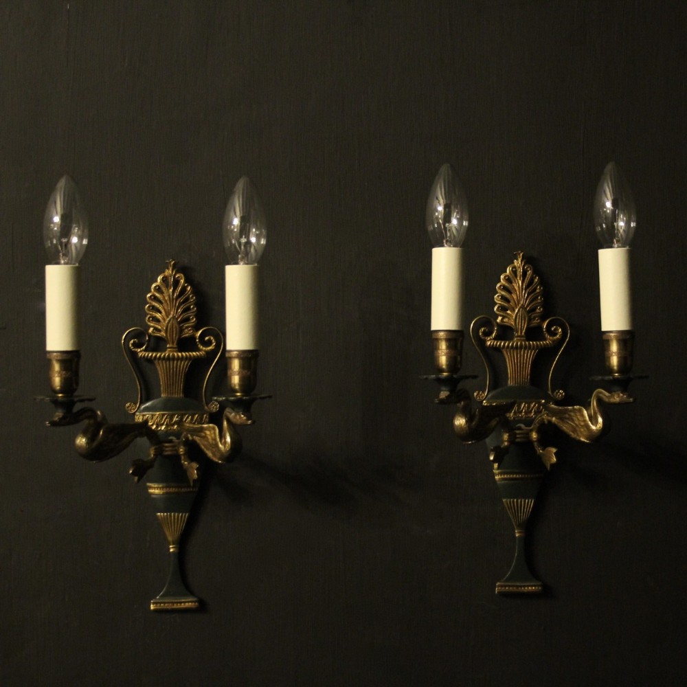 French Pair Of Empire Gilded Antique Wall Lights