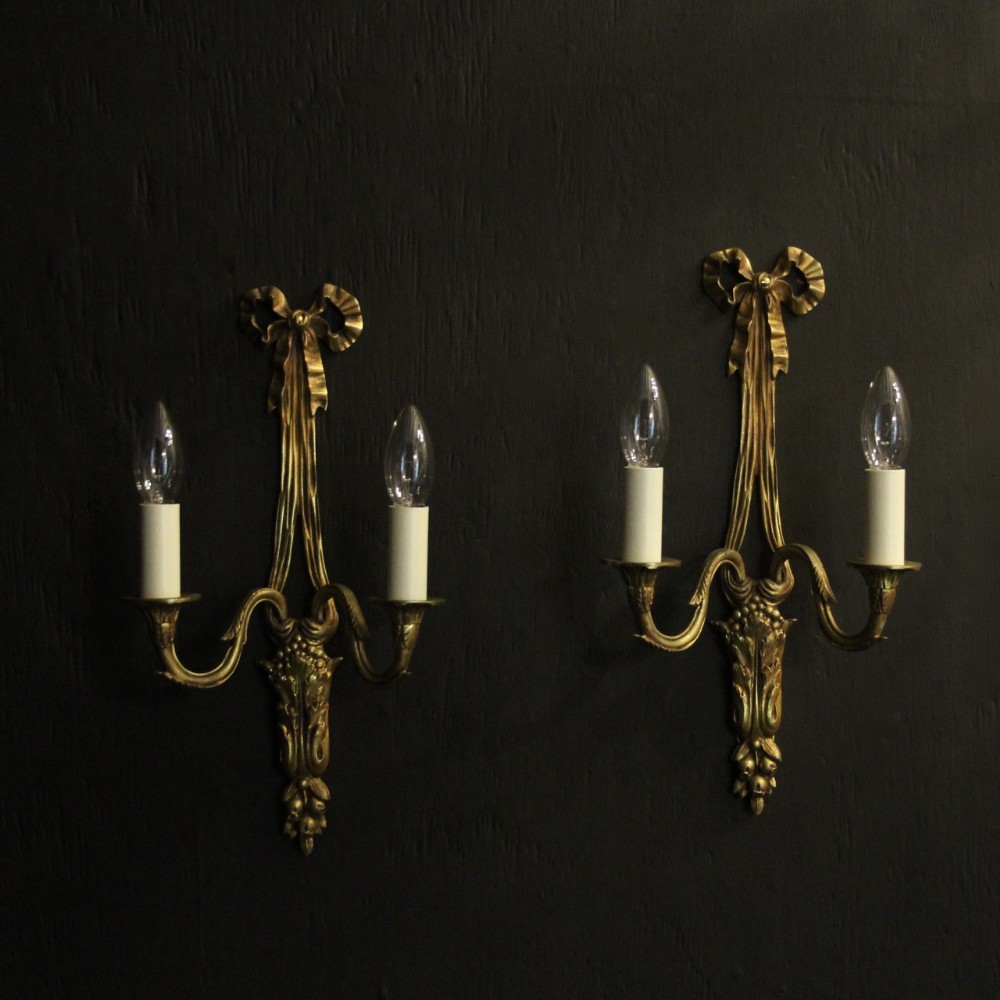 French Pair Of Ribbon Antique Wall Lights