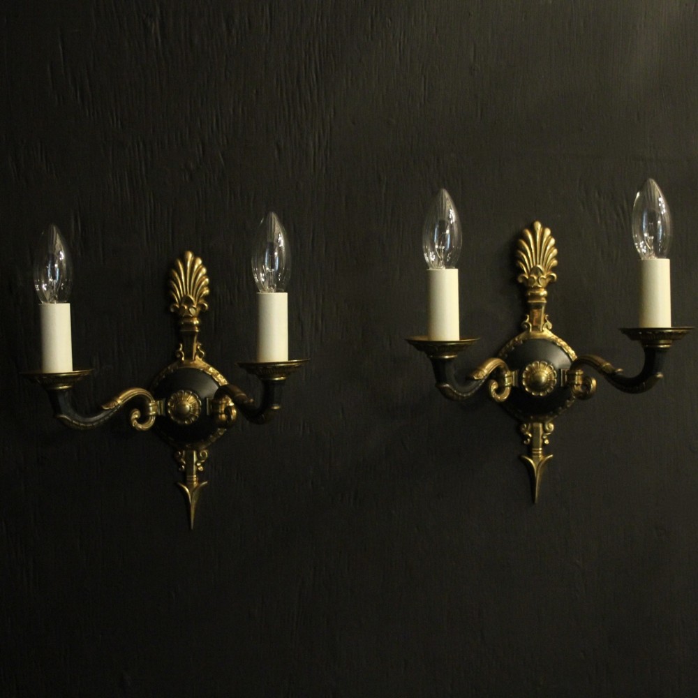 French Pair Of Empire Bronze Wall Lights