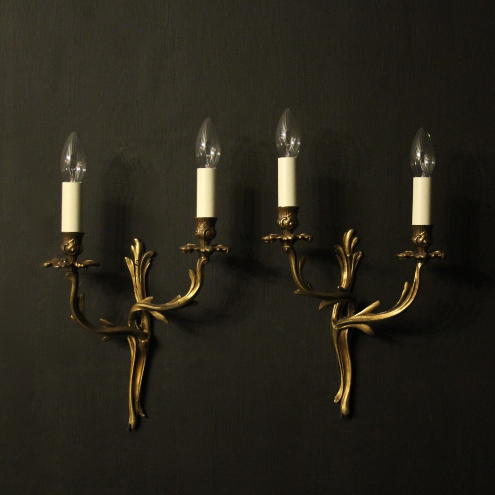 French Pair Of Gilded Antique Antique Wall Lights